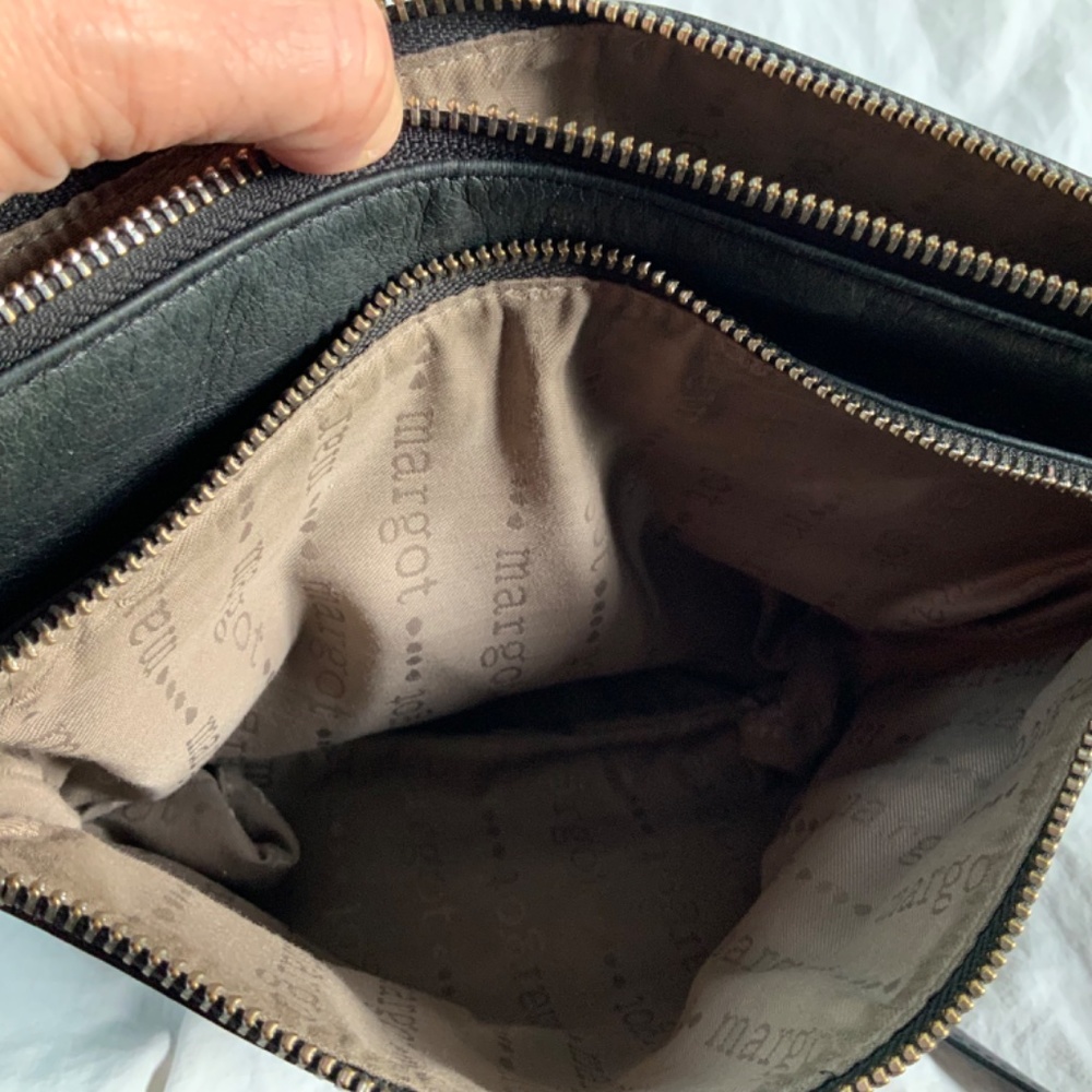 Dark Grey (almost black) Leather Crossbody by Margo - Picture 8 of 9